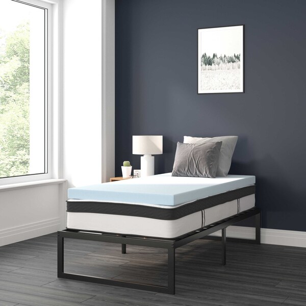 Flash Furniture 12" Twin Mattress, 14" Bed frame & 2" Topper Set XU-BD10-12PSM3M35-T-GG - main